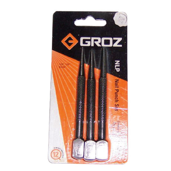 GROZ NAIL PUNCH SET SQUARE HEAD 3 PCE